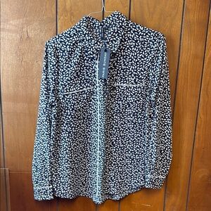 Paris Sunday Navy and White Patterned Button-Up Shirt